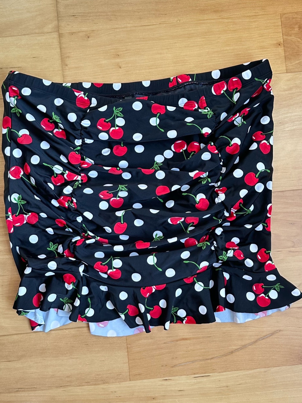 Torrid Cherry Polka Dot Ruched Swim Skirt Bottom 🍒